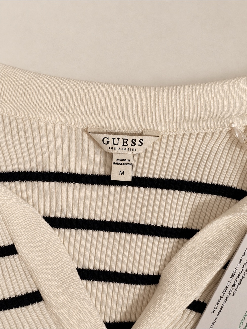 Striped Ribbed Button-Front Polo Top - Picture 3 of 3